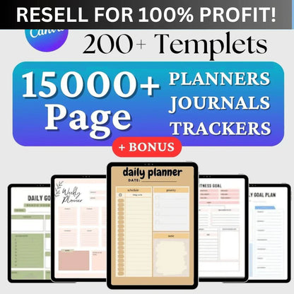 ( ON SALE!) 15,000+ Pages PLR Planners, Journals, Trackers, Printable | ( NEW PLR/MRR )